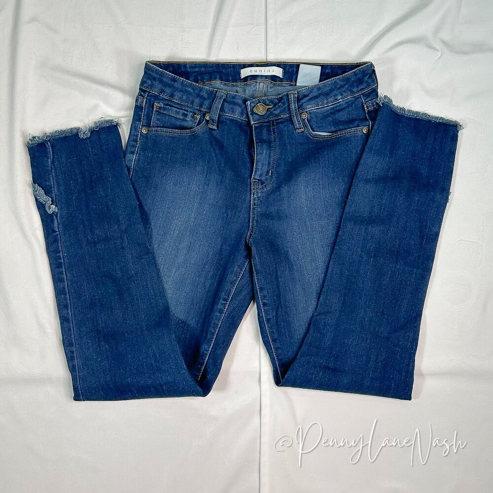 Eunina Mid Rise Skinny Ankle Frayed Jeans Size 27 - Picture 4 of 10
